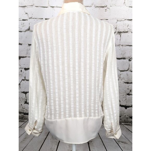 A'NUE LIGNE Woven Popover Top Cream Quiet Luxury Lagenlook Minimalist Medium - Picture 5 of 8